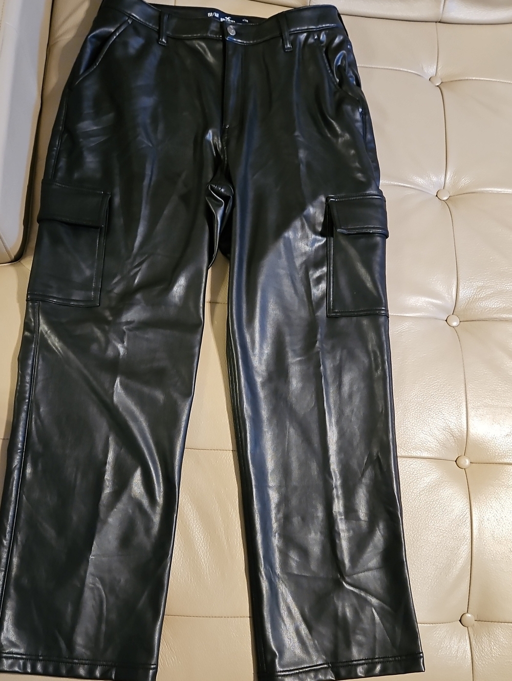 Hollister Asymmetrical Crossover Faux Leather Pants Black High Rise 15R 14R